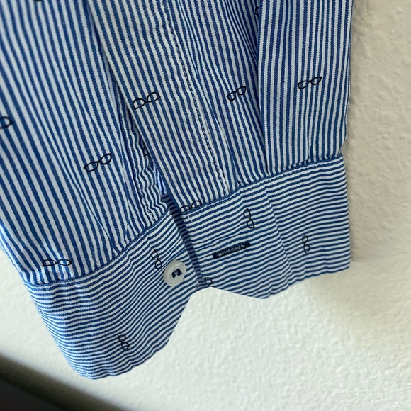 Velvet Heart Women’s White&Navy Pinstripe Long Sleeve Button Down Shirt Size XL - Picture 7 of 14